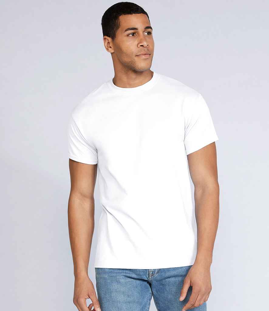 Gildan DryBlend T-Shirt in White by Gildan — Custom branded clothing by Print Press, featuring premium embroidery produced in our specialist print lab in the UK.