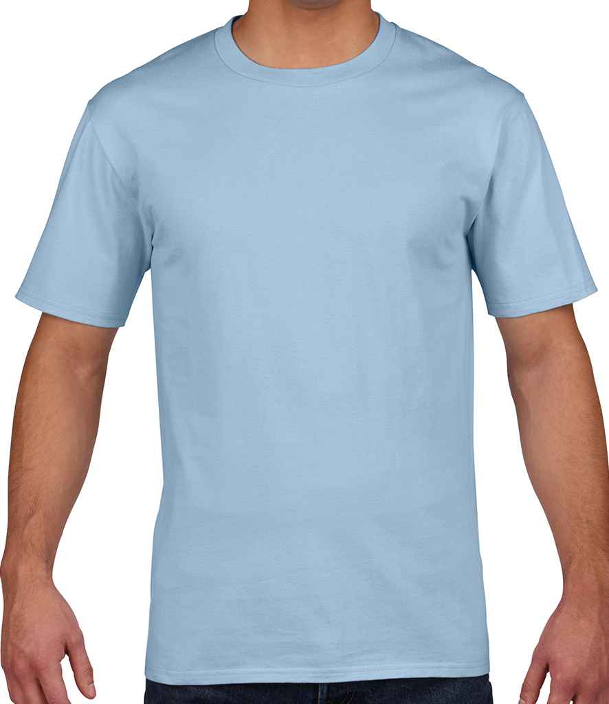 Gildan Premium Cotton T-Shirt in Light Blue by Gildan — Custom branded clothing by Print Press, featuring premium embroidery produced in our specialist print lab in the UK.