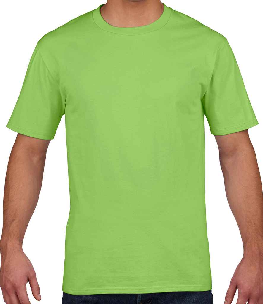 Gildan Premium Cotton T-Shirt in Lime Green by Gildan — Custom branded clothing by Print Press, featuring premium embroidery produced in our specialist print lab in the UK.