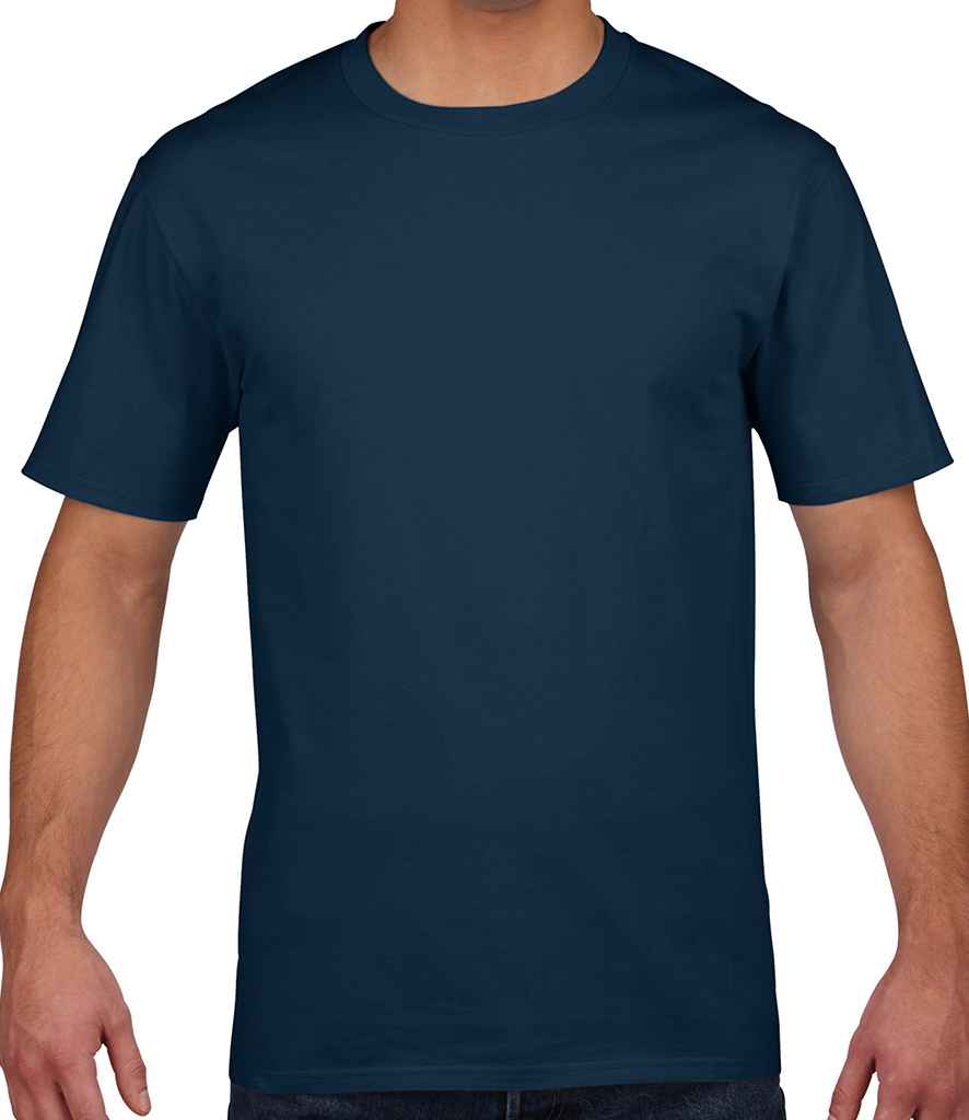 Gildan Premium Cotton T-Shirt in Navy by Gildan — Custom branded clothing by Print Press, featuring premium embroidery produced in our specialist print lab in the UK.