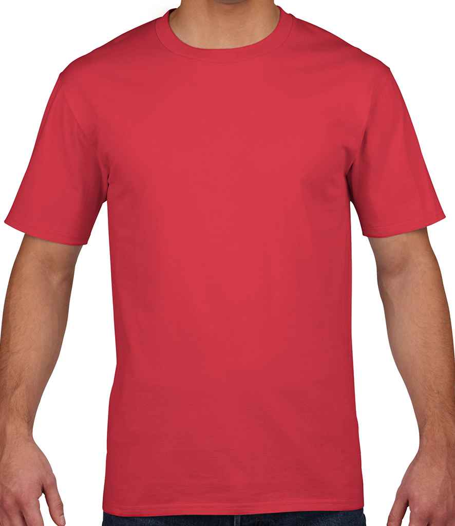 Gildan Premium Cotton T-Shirt in Red by Gildan — Custom branded clothing by Print Press, featuring premium embroidery produced in our specialist print lab in the UK.