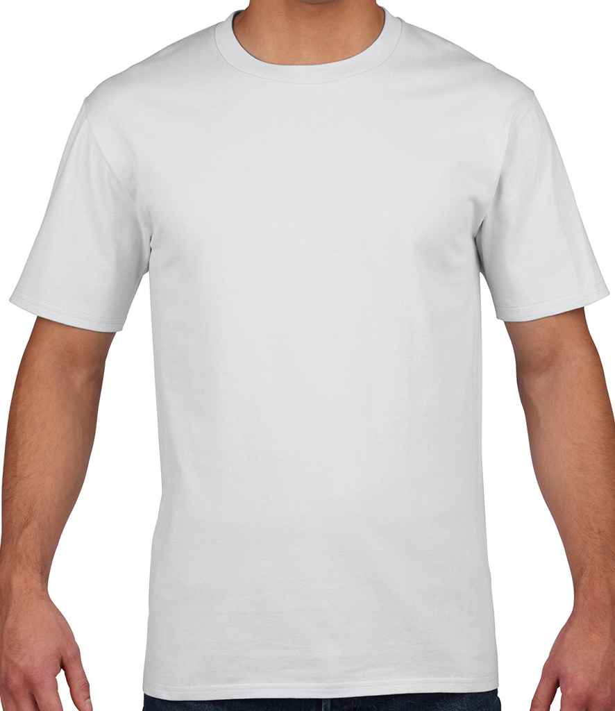 Gildan Premium Cotton T-Shirt in White by Gildan — Custom branded clothing by Print Press, featuring premium embroidery produced in our specialist print lab in the UK.