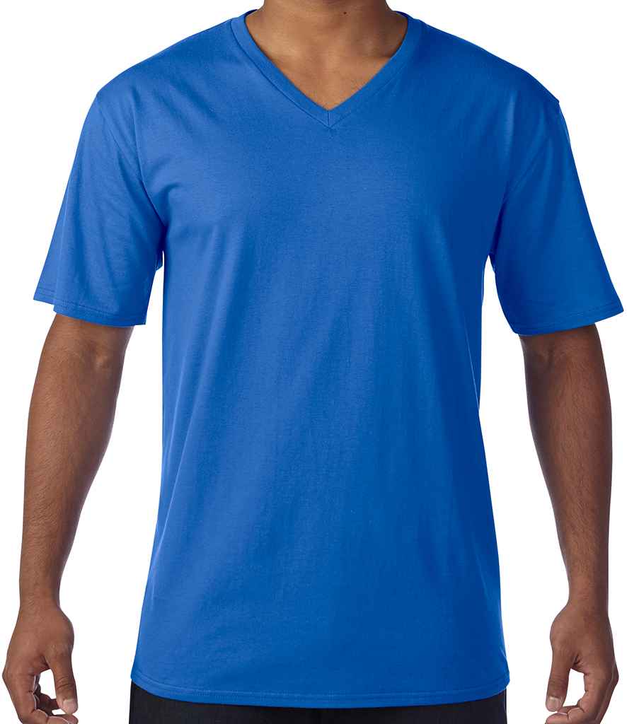 Gildan Premium Cotton V Neck T-Shirt in by Gildan — Custom branded clothing by Print Press, featuring premium embroidery produced in our specialist print lab in the UK.