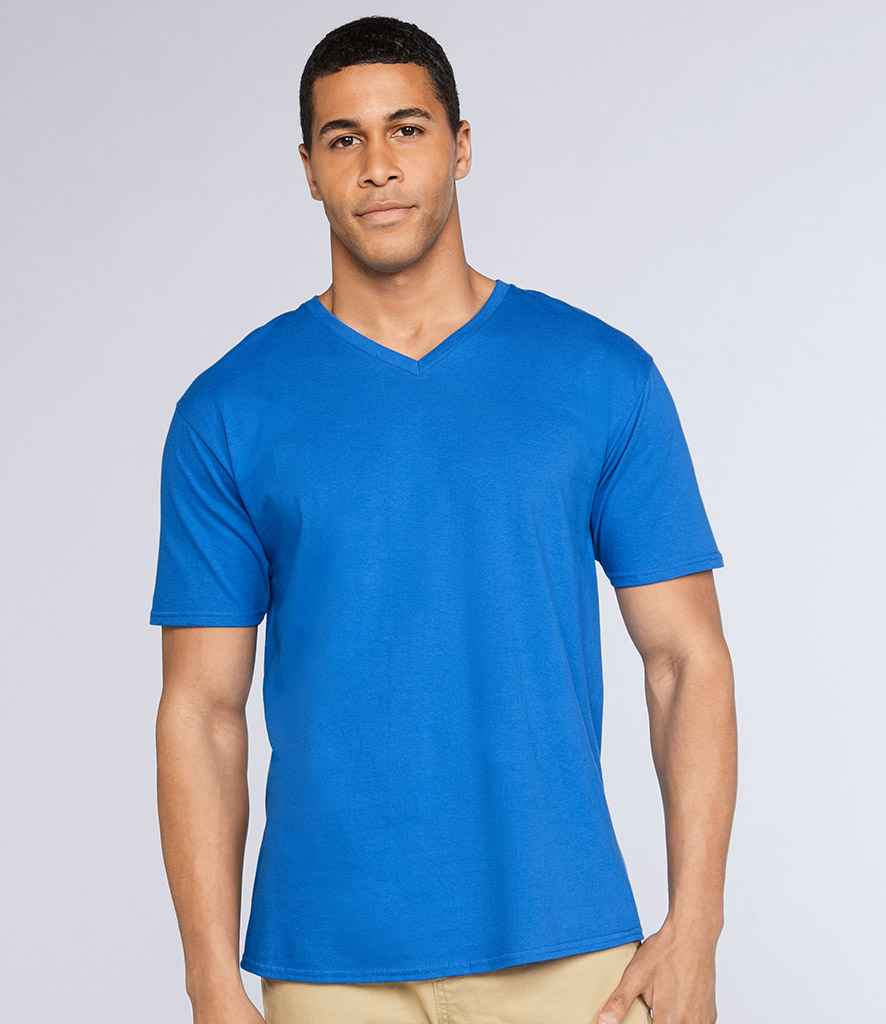 Gildan Premium Cotton V Neck T-Shirt in Royal Blue by Gildan — Custom branded clothing by Print Press, featuring premium embroidery produced in our specialist print lab in the UK.