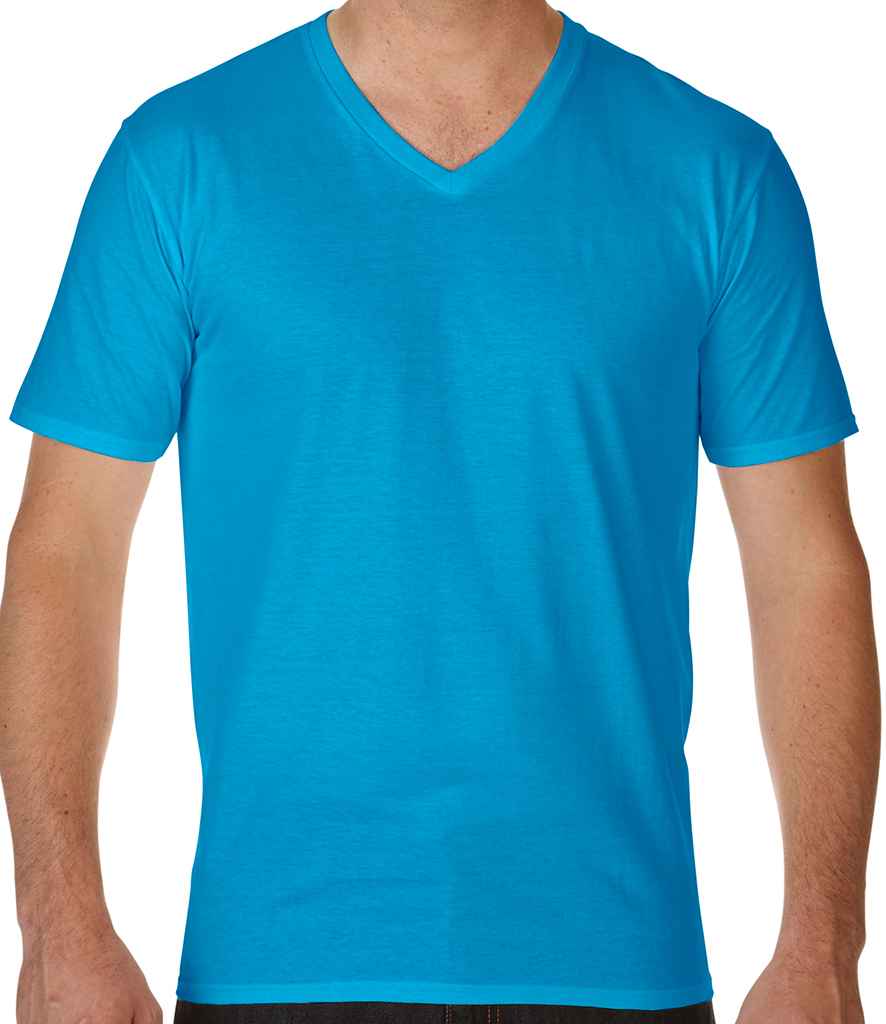 Gildan Premium Cotton V Neck T-Shirt in Sapphire Blue by Gildan — Custom branded clothing by Print Press, featuring premium embroidery produced in our specialist print lab in the UK.