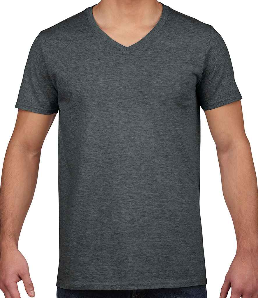 Gildan SoftStyle V Neck T-Shirt in by Gildan — Custom branded clothing by Print Press, featuring premium embroidery produced in our specialist print lab in the UK.
