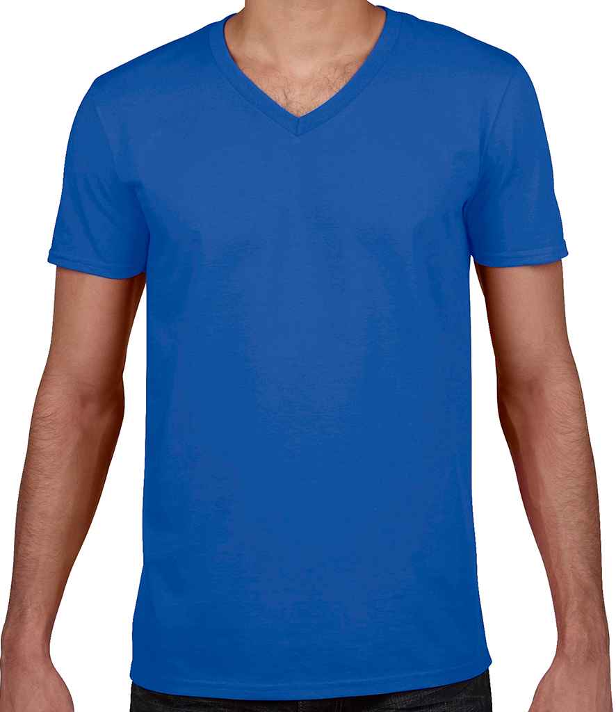 Gildan SoftStyle V Neck T-Shirt in Royal Blue by Gildan — Custom branded clothing by Print Press, featuring premium embroidery produced in our specialist print lab in the UK.