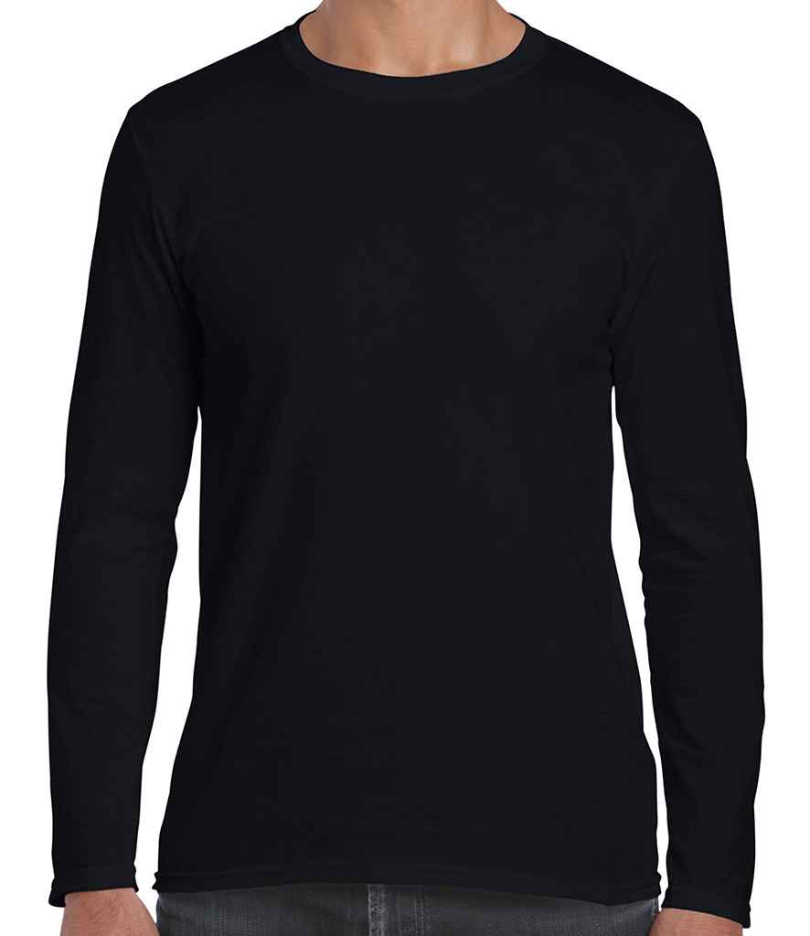Gildan SoftStyle Long Sleeve T-Shirt in Black by Gildan — Custom branded clothing by Print Press, featuring premium embroidery produced in our specialist print lab in the UK.