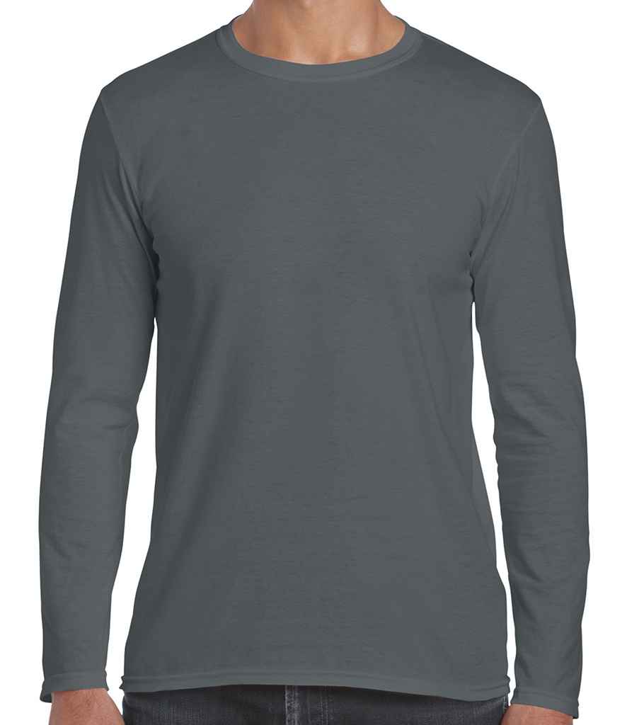 Gildan SoftStyle Long Sleeve T-Shirt in Charcoal by Gildan — Custom branded clothing by Print Press, featuring premium embroidery produced in our specialist print lab in the UK.