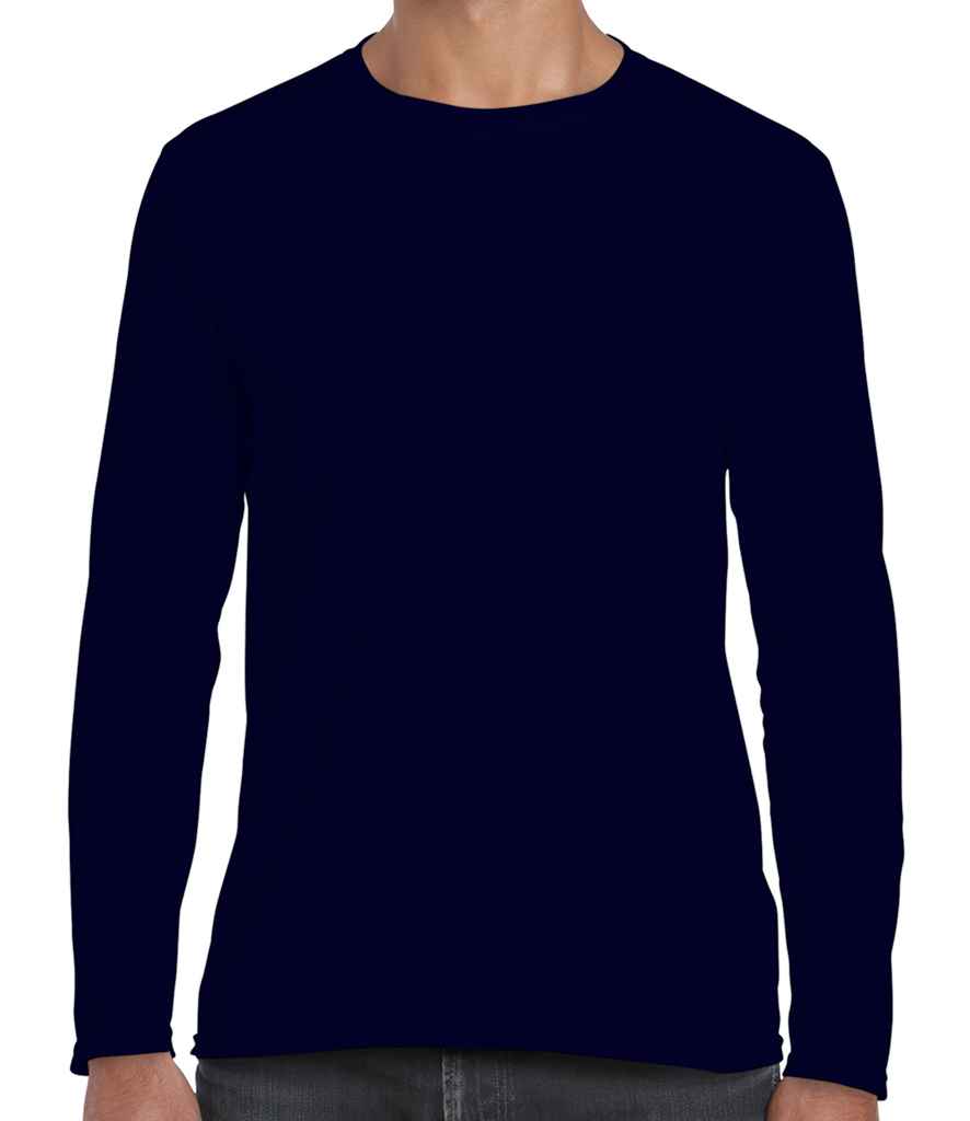 Gildan SoftStyle Long Sleeve T-Shirt in Navy by Gildan — Custom branded clothing by Print Press, featuring premium embroidery produced in our specialist print lab in the UK.