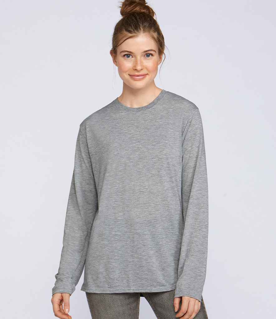 Gildan SoftStyle Long Sleeve T-Shirt in Sport Grey by Gildan — Custom branded clothing by Print Press, featuring premium embroidery produced in our specialist print lab in the UK.