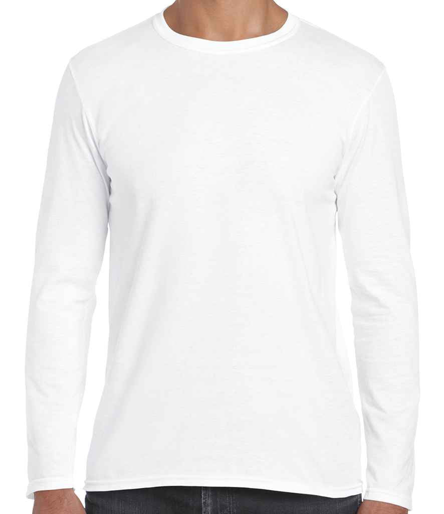 Gildan SoftStyle Long Sleeve T-Shirt in White by Gildan — Custom branded clothing by Print Press, featuring premium embroidery produced in our specialist print lab in the UK.