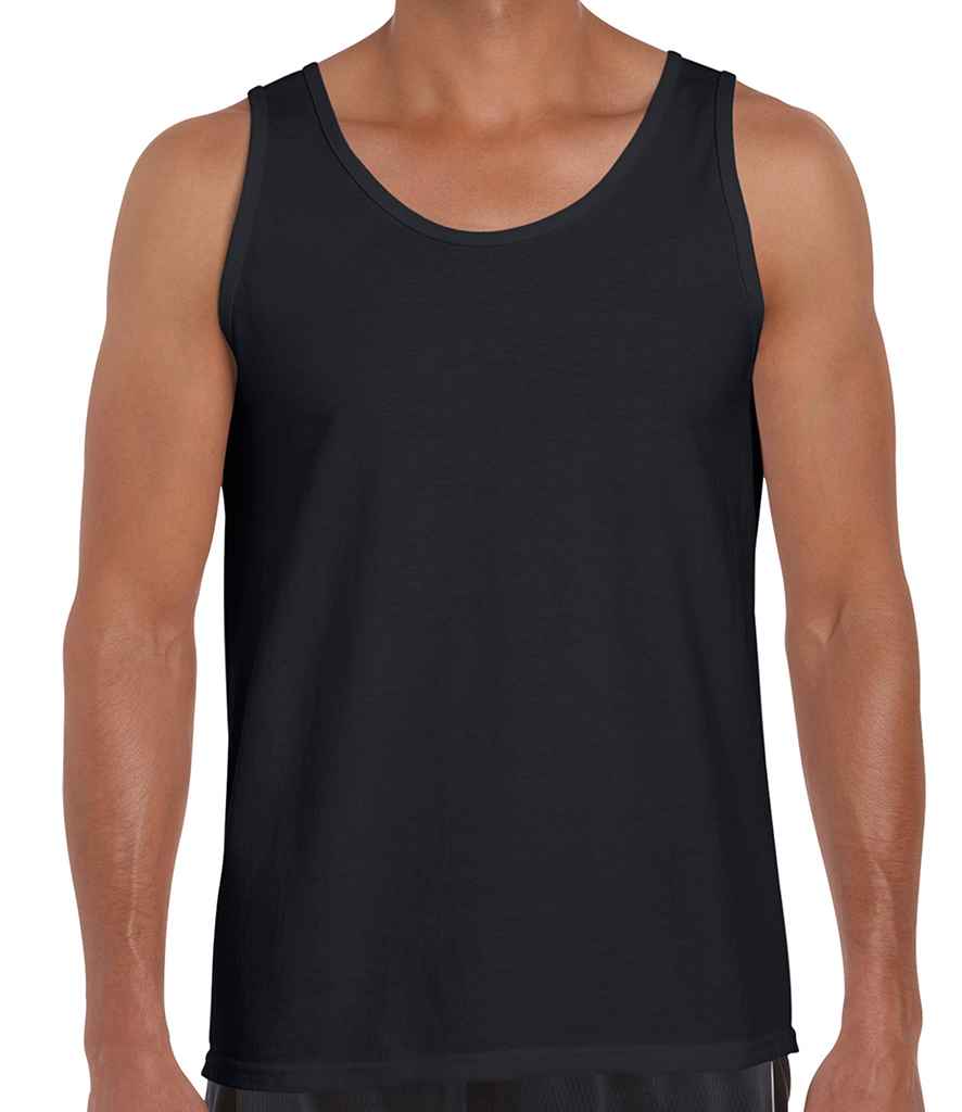 Gildan SoftStyle Tank Top in Black by Gildan — Custom branded clothing by Print Press, featuring premium embroidery produced in our specialist print lab in the UK.