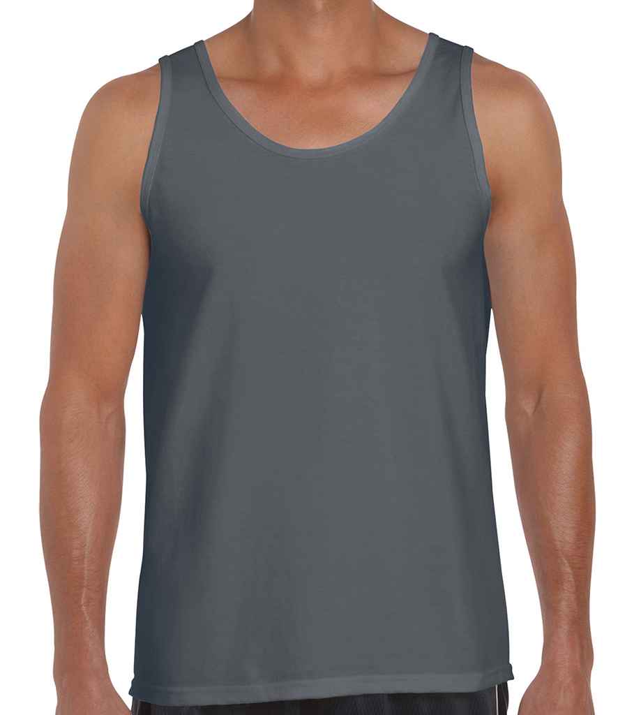 Gildan SoftStyle Tank Top in Charcoal by Gildan — Custom branded clothing by Print Press, featuring premium embroidery produced in our specialist print lab in the UK.