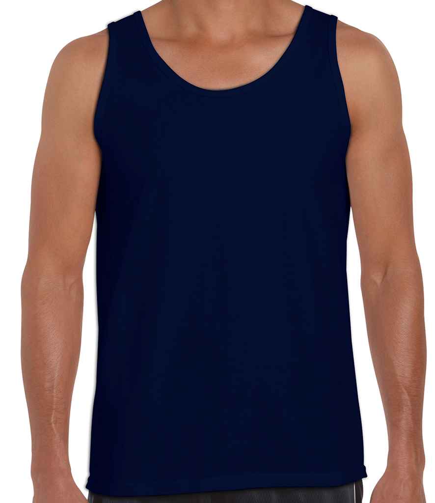 Gildan SoftStyle Tank Top in Navy by Gildan — Custom branded clothing by Print Press, featuring premium embroidery produced in our specialist print lab in the UK.