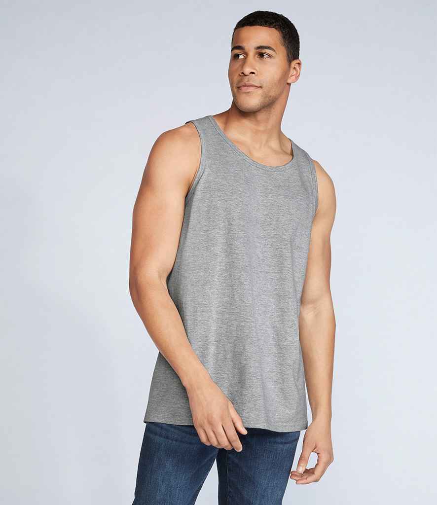 Gildan SoftStyle Tank Top in Sport Grey by Gildan — Custom branded clothing by Print Press, featuring premium embroidery produced in our specialist print lab in the UK.