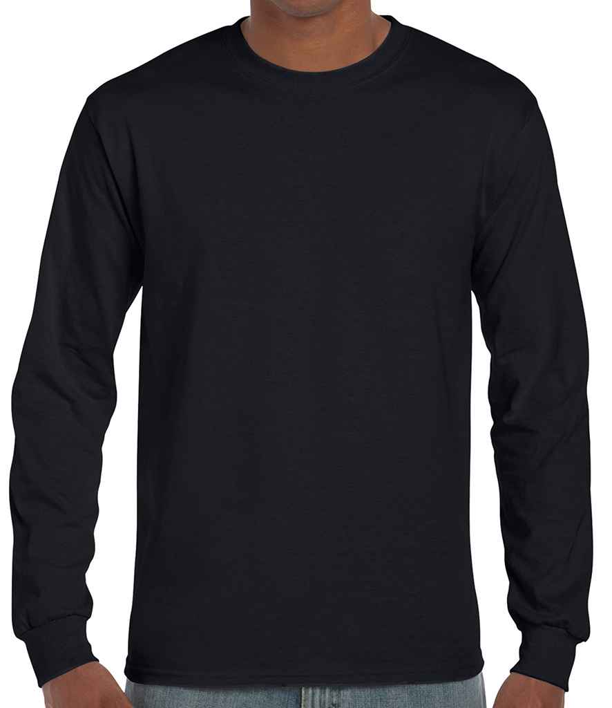 Gildan Ultra Cotton Long Sleeve T-Shirt in Black by Gildan — Custom branded clothing by Print Press, featuring premium embroidery produced in our specialist print lab in the UK.