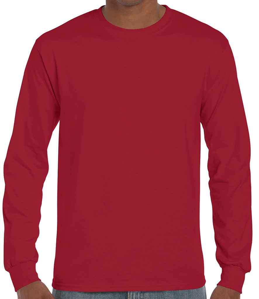 Gildan Ultra Cotton Long Sleeve T-Shirt in Cardinal Red by Gildan — Custom branded clothing by Print Press, featuring premium embroidery produced in our specialist print lab in the UK.