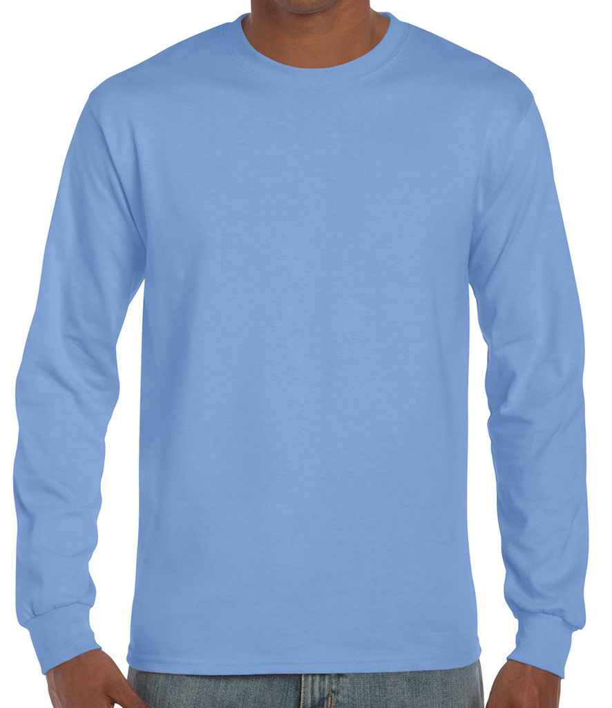 Gildan Ultra Cotton Long Sleeve T-Shirt in Carolina Blue by Gildan — Custom branded clothing by Print Press, featuring premium embroidery produced in our specialist print lab in the UK.