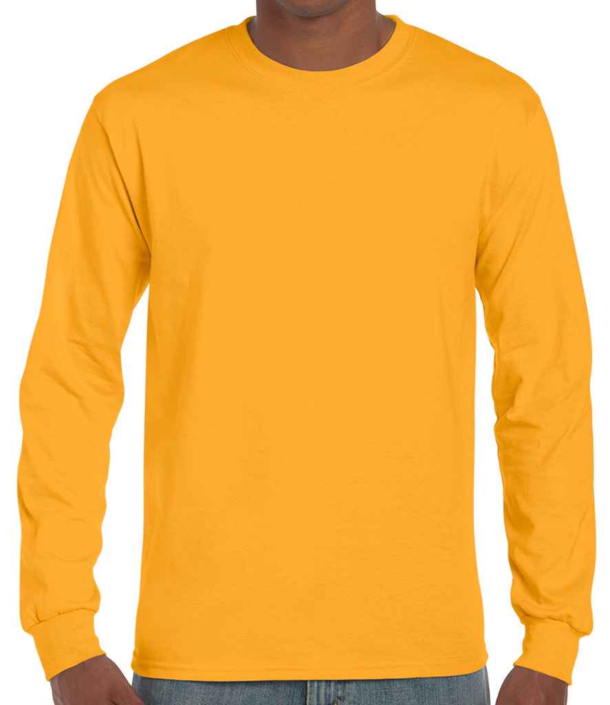 Gildan Ultra Cotton Long Sleeve T-Shirt in Gold by Gildan — Custom branded clothing by Print Press, featuring premium embroidery produced in our specialist print lab in the UK.