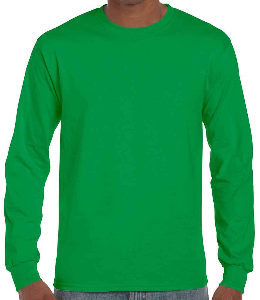 Gildan Ultra Cotton Long Sleeve T-Shirt in Irish Green by Gildan — Custom branded clothing by Print Press, featuring premium embroidery produced in our specialist print lab in the UK.