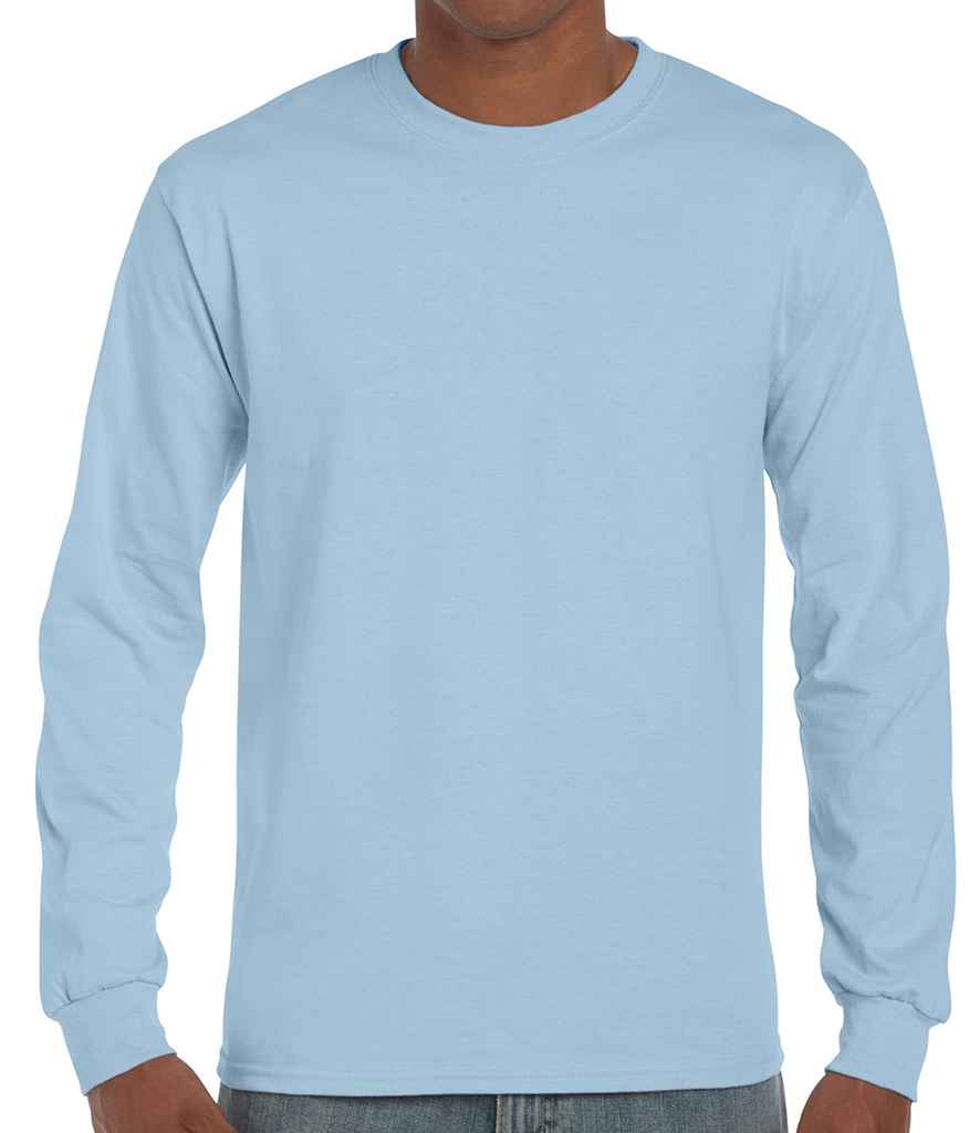 Gildan Ultra Cotton Long Sleeve T-Shirt in Light Blue by Gildan — Custom branded clothing by Print Press, featuring premium embroidery produced in our specialist print lab in the UK.
