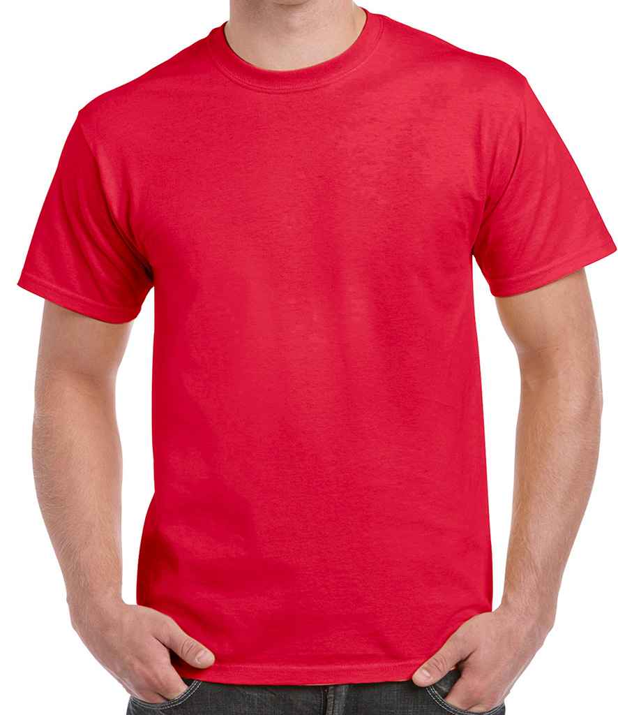 Gildan Hammer Heavyweight T-Shirt in Sport Scarlet Red by Gildan — Custom branded clothing by Print Press, featuring premium embroidery produced in our specialist print lab in the UK.
