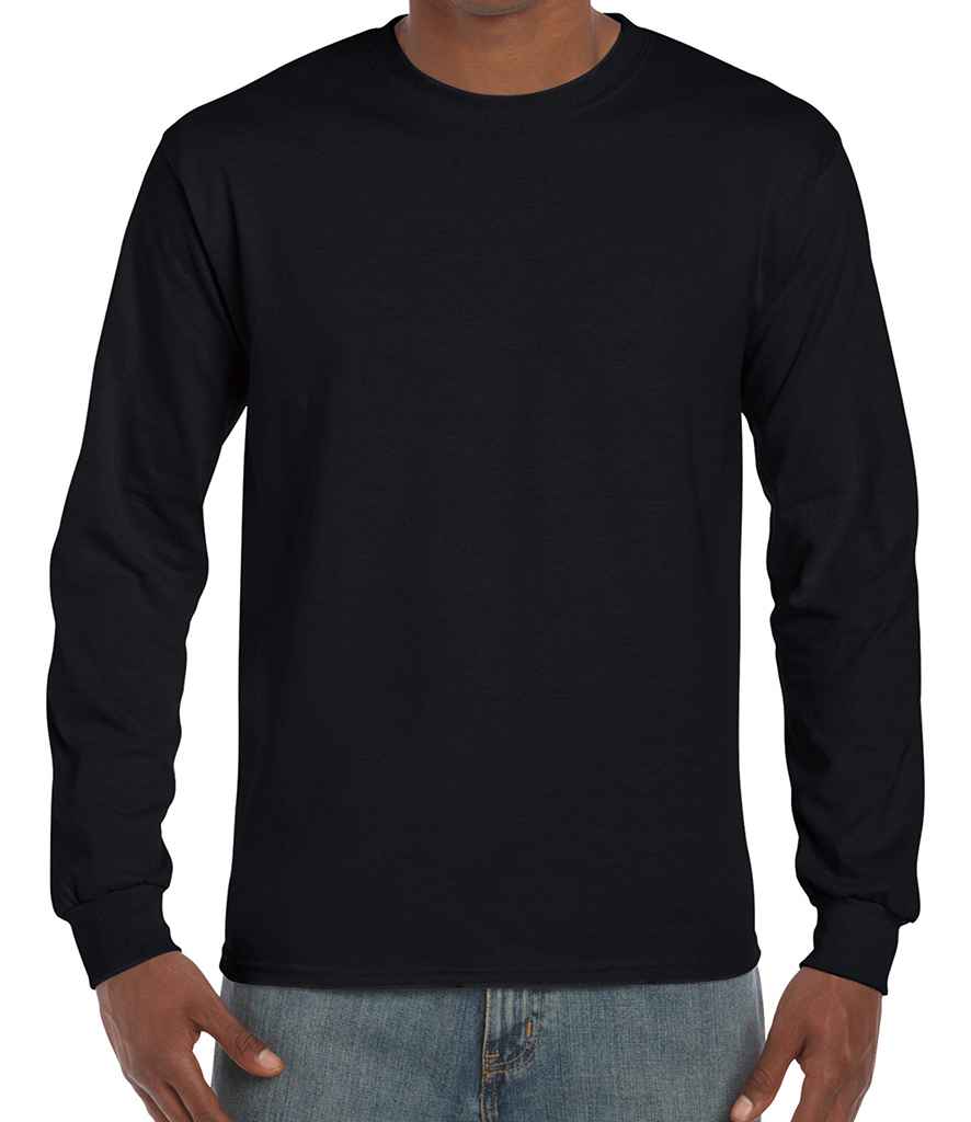 Gildan Hammer Heavyweight Long Sleeve T-Shirt in Black by Gildan — Custom branded clothing by Print Press, featuring premium embroidery produced in our specialist print lab in the UK.