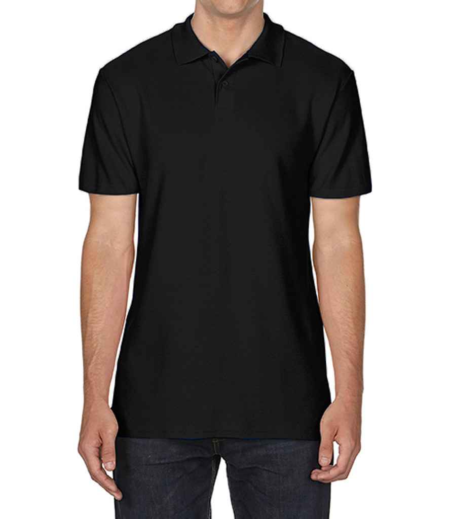 Gildan SoftStyle Double Pique Polo Shirt in Black by Gildan — Custom branded clothing by Print Press, featuring premium embroidery produced in our specialist print lab in the UK.