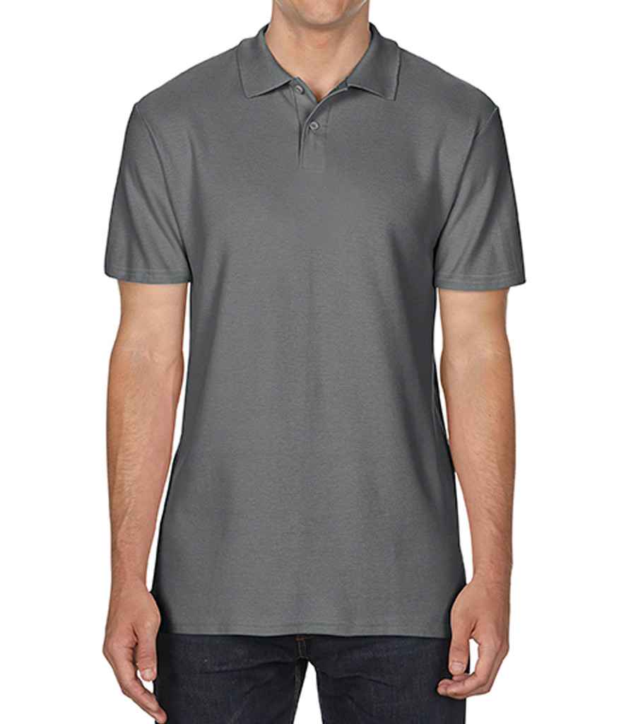 Gildan SoftStyle Double Pique Polo Shirt in Charcoal by Gildan — Custom branded clothing by Print Press, featuring premium embroidery produced in our specialist print lab in the UK.