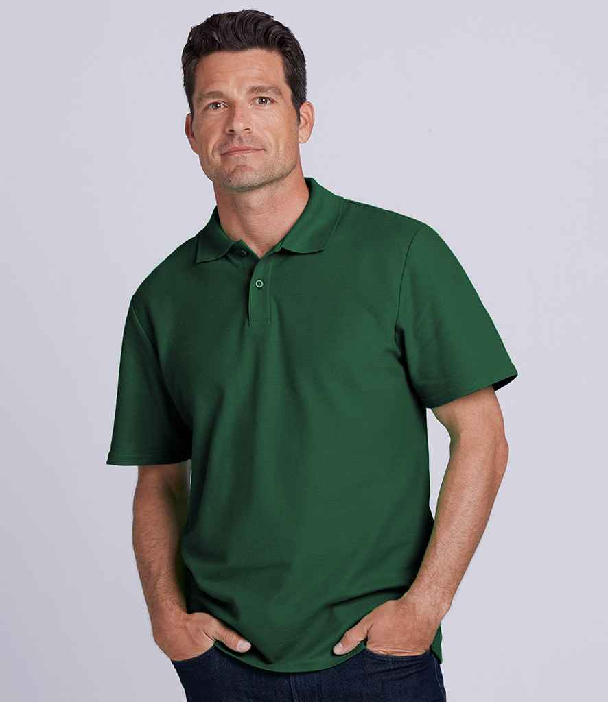 Gildan SoftStyle Double Pique Polo Shirt in Forest Green by Gildan — Custom branded clothing by Print Press, featuring premium embroidery produced in our specialist print lab in the UK.