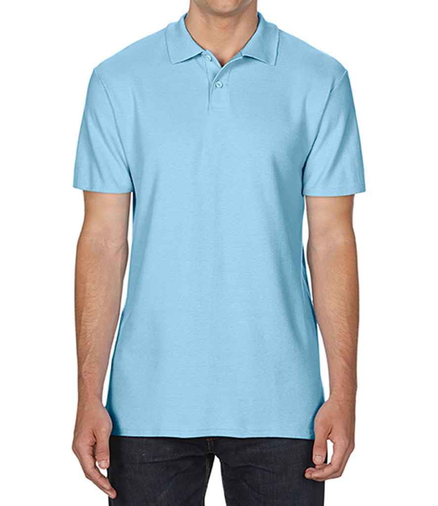 Gildan SoftStyle Double Pique Polo Shirt in Light Blue by Gildan — Custom branded clothing by Print Press, featuring premium embroidery produced in our specialist print lab in the UK.