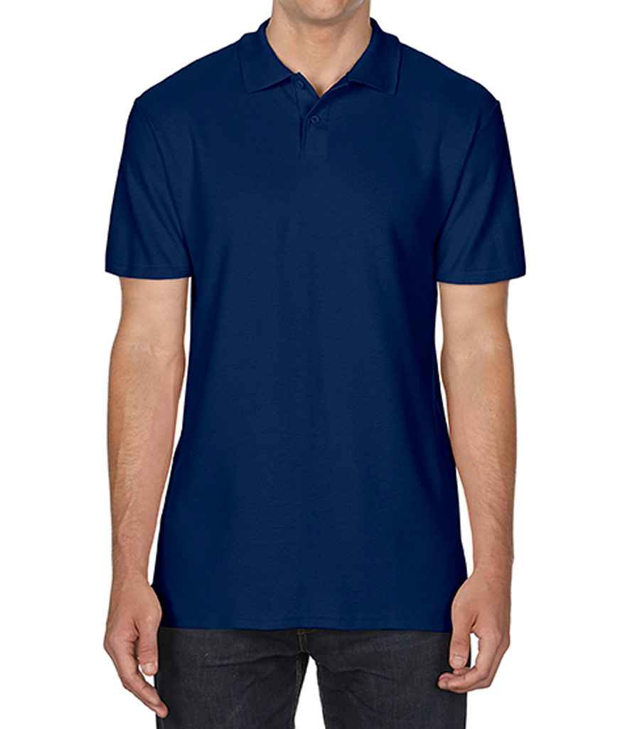Gildan SoftStyle Double Pique Polo Shirt in Navy by Gildan — Custom branded clothing by Print Press, featuring premium embroidery produced in our specialist print lab in the UK.