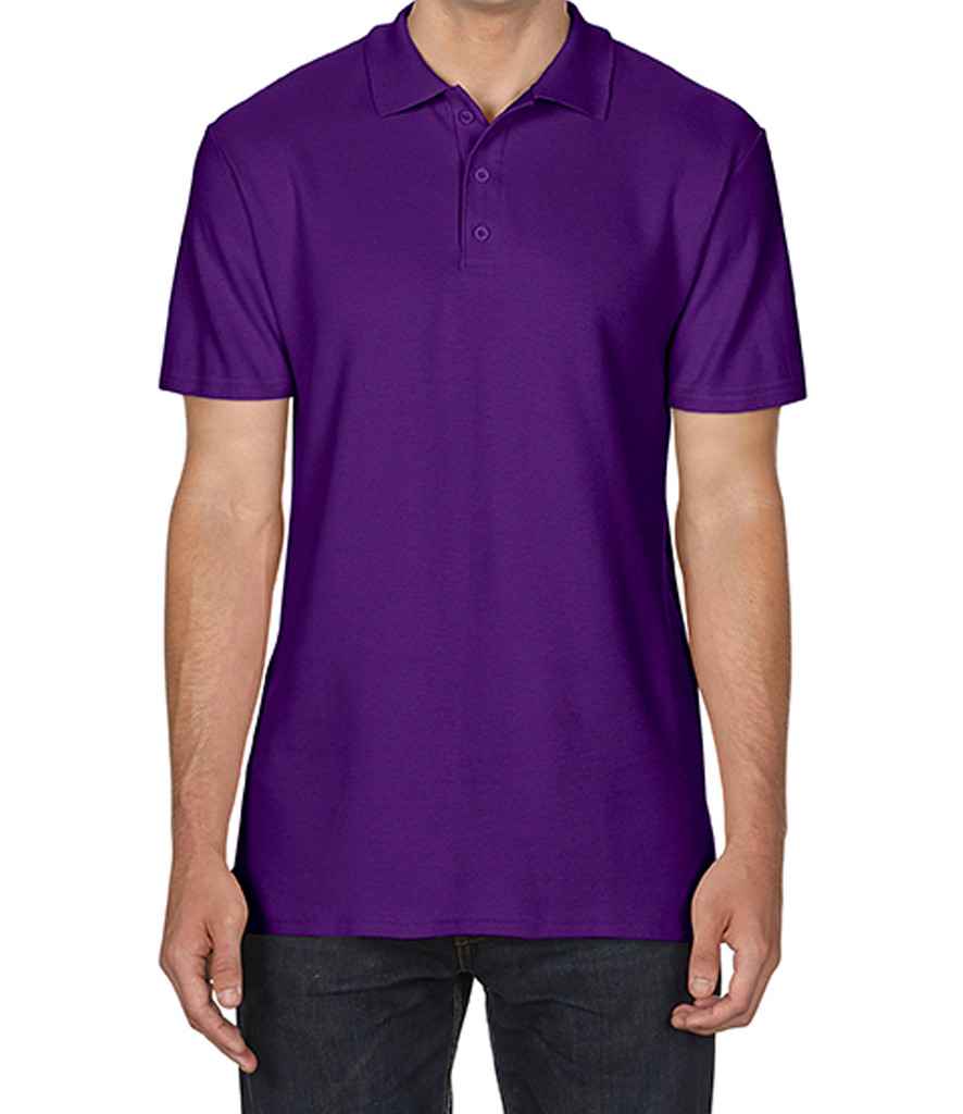Gildan SoftStyle Double Pique Polo Shirt in Purple by Gildan — Custom branded clothing by Print Press, featuring premium embroidery produced in our specialist print lab in the UK.