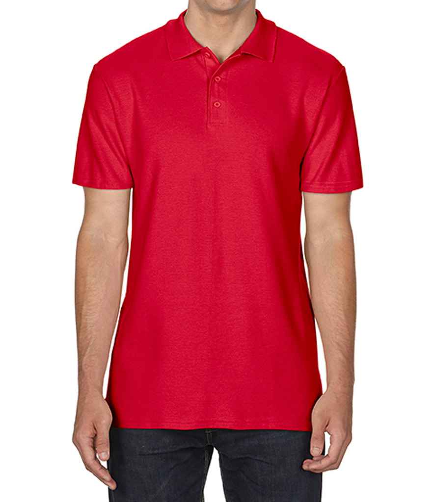 Gildan SoftStyle Double Pique Polo Shirt in Red by Gildan — Custom branded clothing by Print Press, featuring premium embroidery produced in our specialist print lab in the UK.