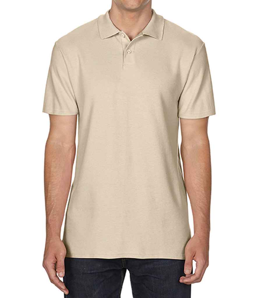 Gildan SoftStyle Double Pique Polo Shirt in Sand by Gildan — Custom branded clothing by Print Press, featuring premium embroidery produced in our specialist print lab in the UK.