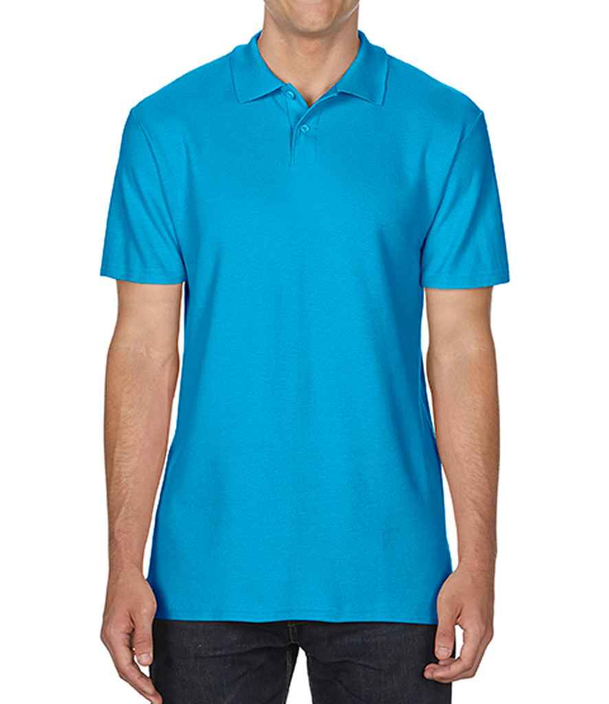 Gildan SoftStyle Double Pique Polo Shirt in Sapphire Blue by Gildan — Custom branded clothing by Print Press, featuring premium embroidery produced in our specialist print lab in the UK.