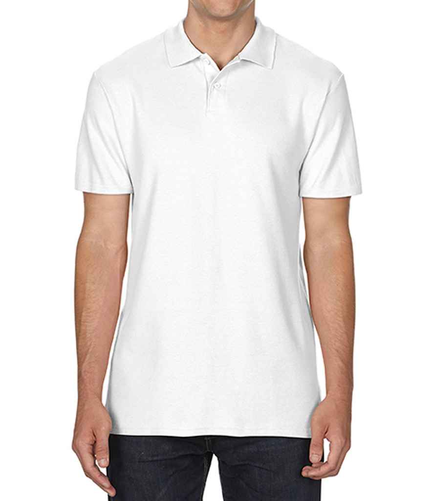 Gildan SoftStyle Double Pique Polo Shirt in White by Gildan — Custom branded clothing by Print Press, featuring premium embroidery produced in our specialist print lab in the UK.