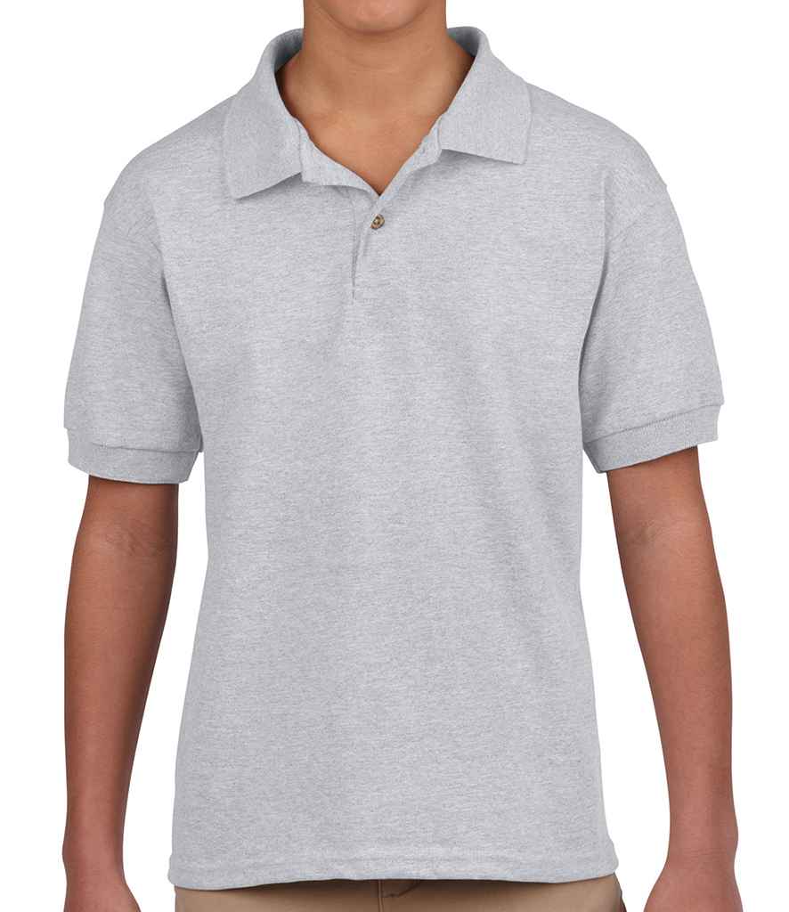 Gildan Kids DryBlend Jersey Polo Shirt in Sport Grey by Gildan — Custom branded clothing by Print Press, featuring premium embroidery produced in our specialist print lab in the UK.
