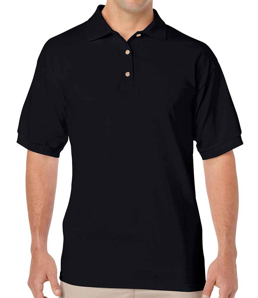 Gildan DryBlend Jersey Polo Shirt in Black by Gildan — Custom branded clothing by Print Press, featuring premium embroidery produced in our specialist print lab in the UK.