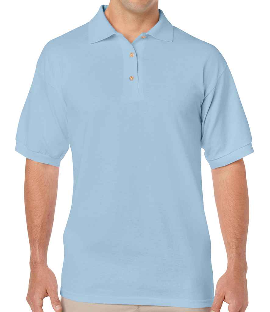 Gildan DryBlend Jersey Polo Shirt in Light Blue by Gildan — Custom branded clothing by Print Press, featuring premium embroidery produced in our specialist print lab in the UK.