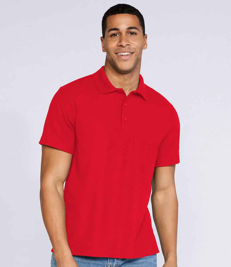 Gildan DryBlend Double Pique Polo Shirt in Red by Gildan — Custom branded clothing by Print Press, featuring premium embroidery produced in our specialist print lab in the UK.