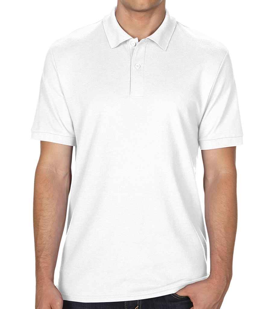 Gildan DryBlend Double Pique Polo Shirt in White by Gildan — Custom branded clothing by Print Press, featuring premium embroidery produced in our specialist print lab in the UK.