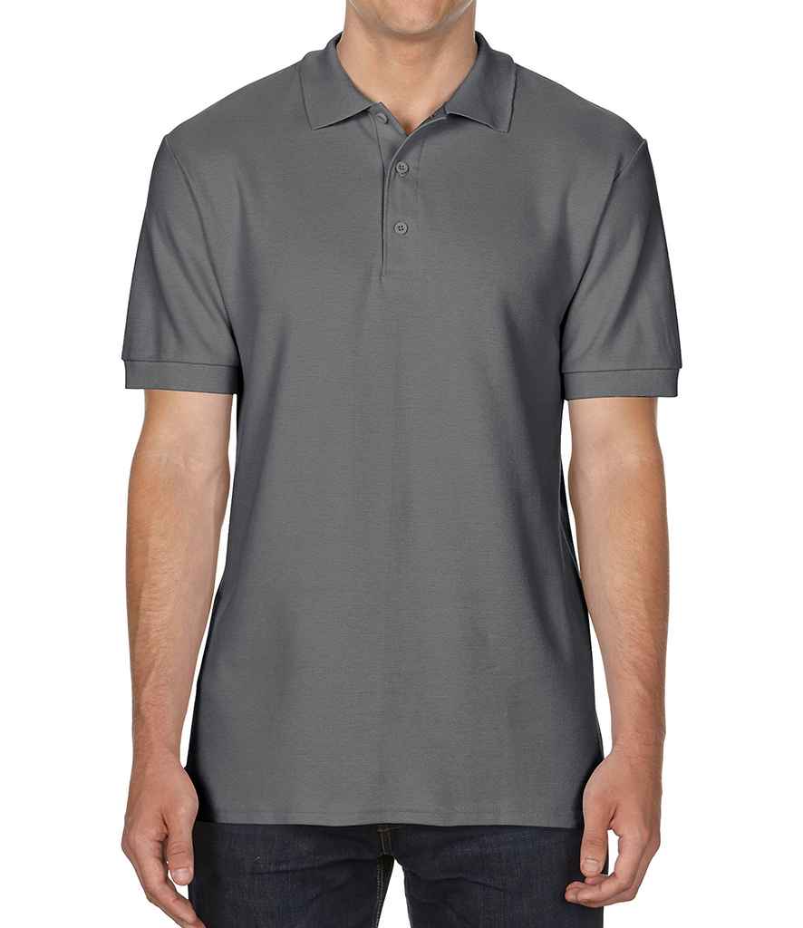 Gildan Premium Cotton Double Pique Polo Shirt in Charcoal by Gildan — Custom branded clothing by Print Press, featuring premium embroidery produced in our specialist print lab in the UK.