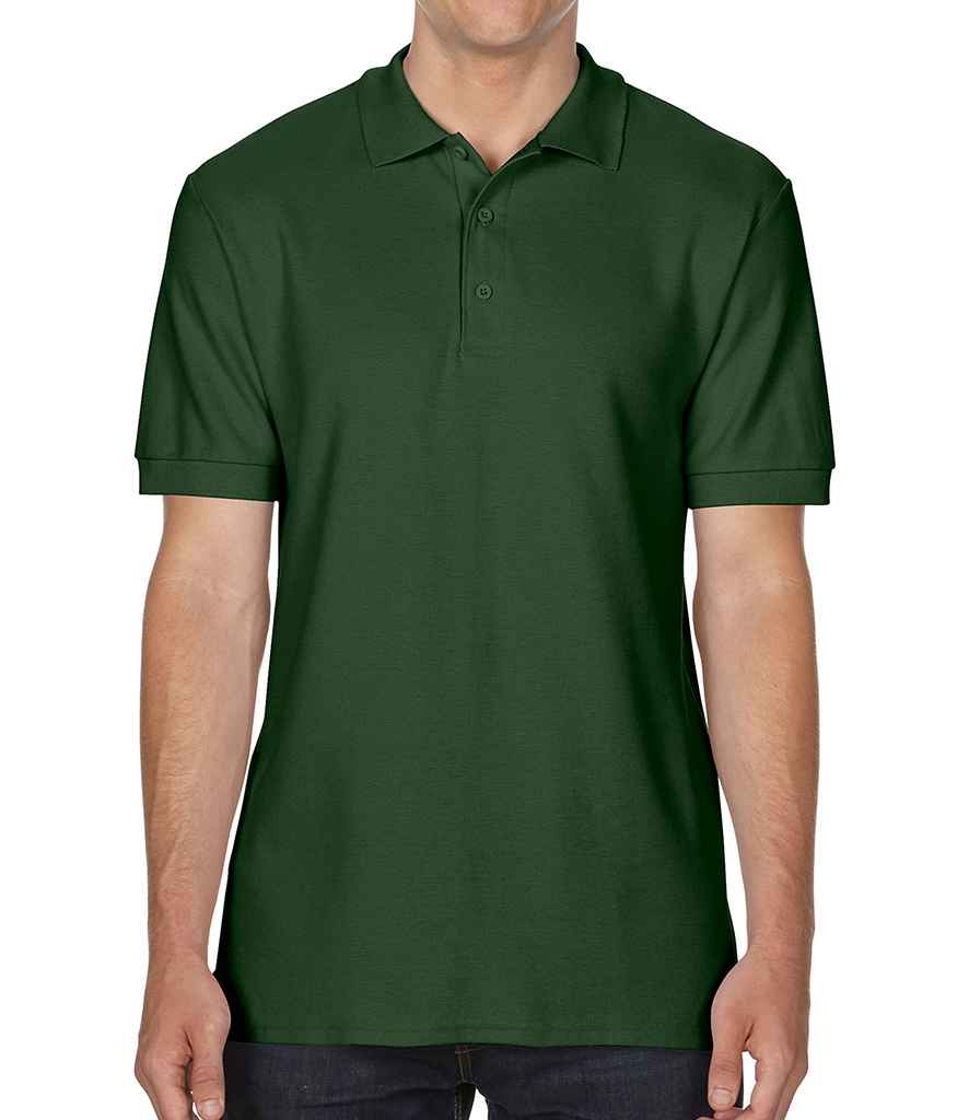 Gildan Premium Cotton Double Pique Polo Shirt in Forest Green by Gildan — Custom branded clothing by Print Press, featuring premium embroidery produced in our specialist print lab in the UK.