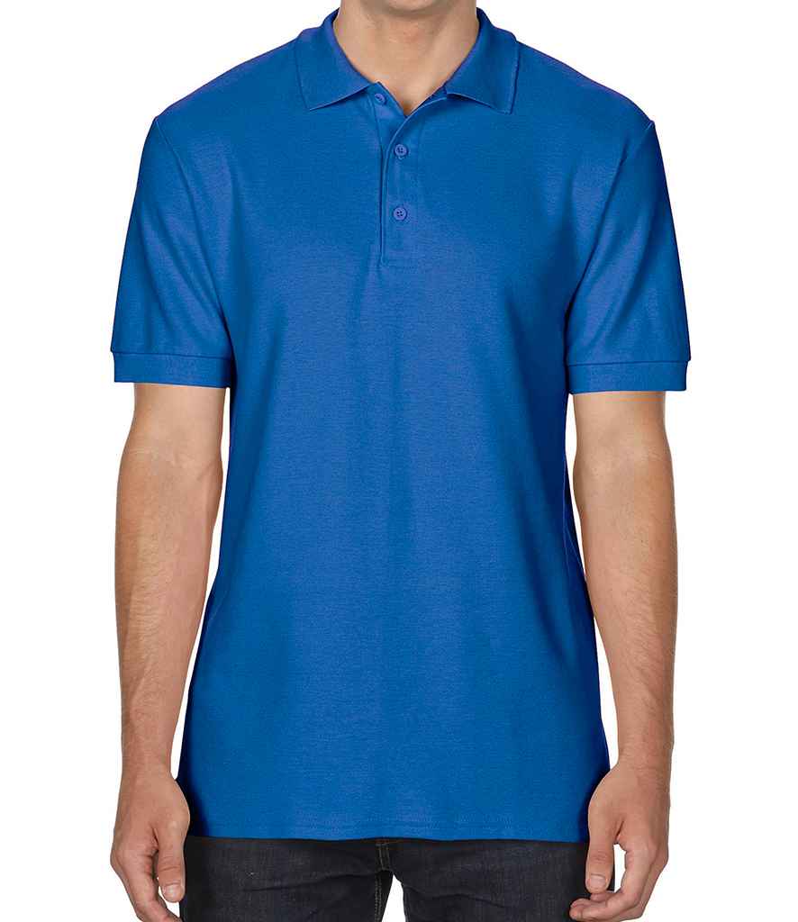 Gildan Premium Cotton Double Pique Polo Shirt in Royal Blue by Gildan — Custom branded clothing by Print Press, featuring premium embroidery produced in our specialist print lab in the UK.