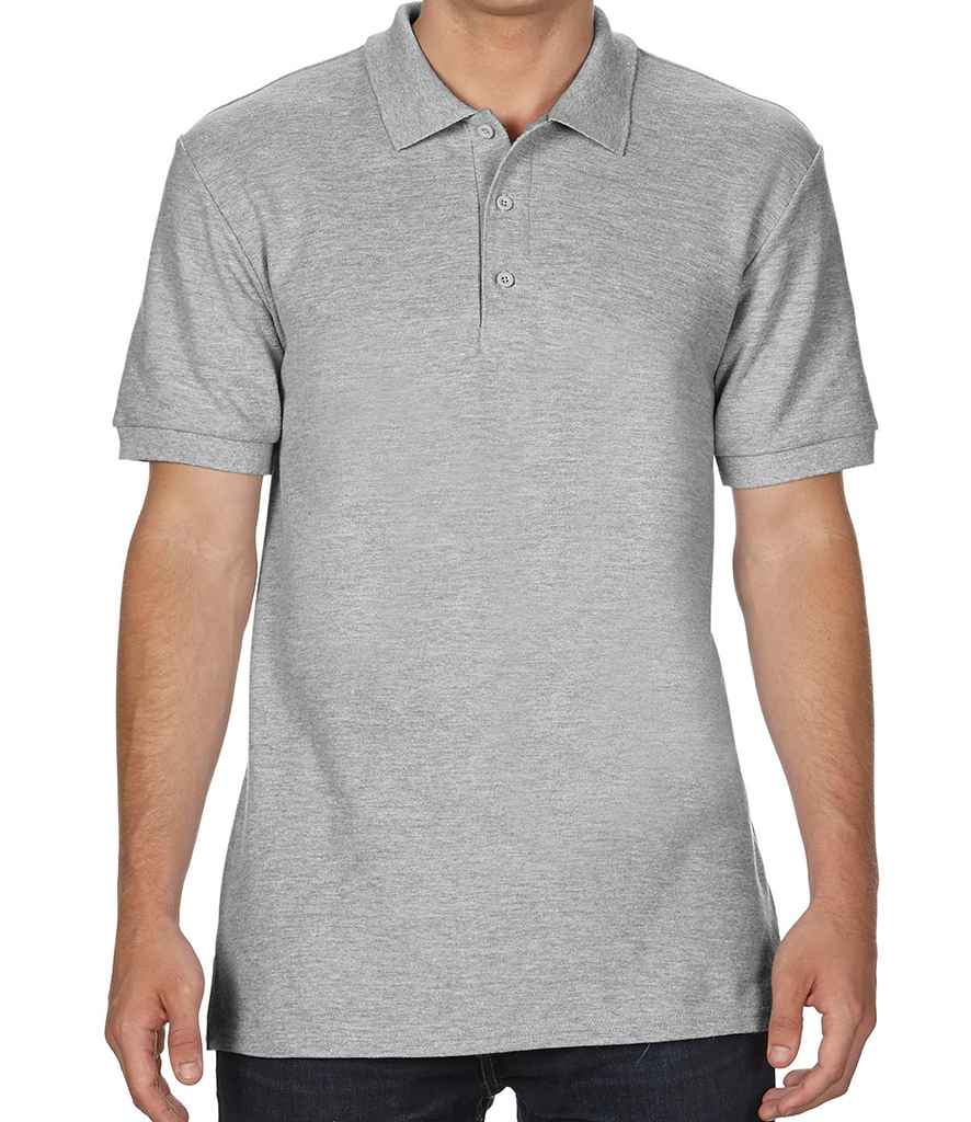 Gildan Premium Cotton Double Pique Polo Shirt in by Gildan — Custom branded clothing by Print Press, featuring premium embroidery produced in our specialist print lab in the UK.