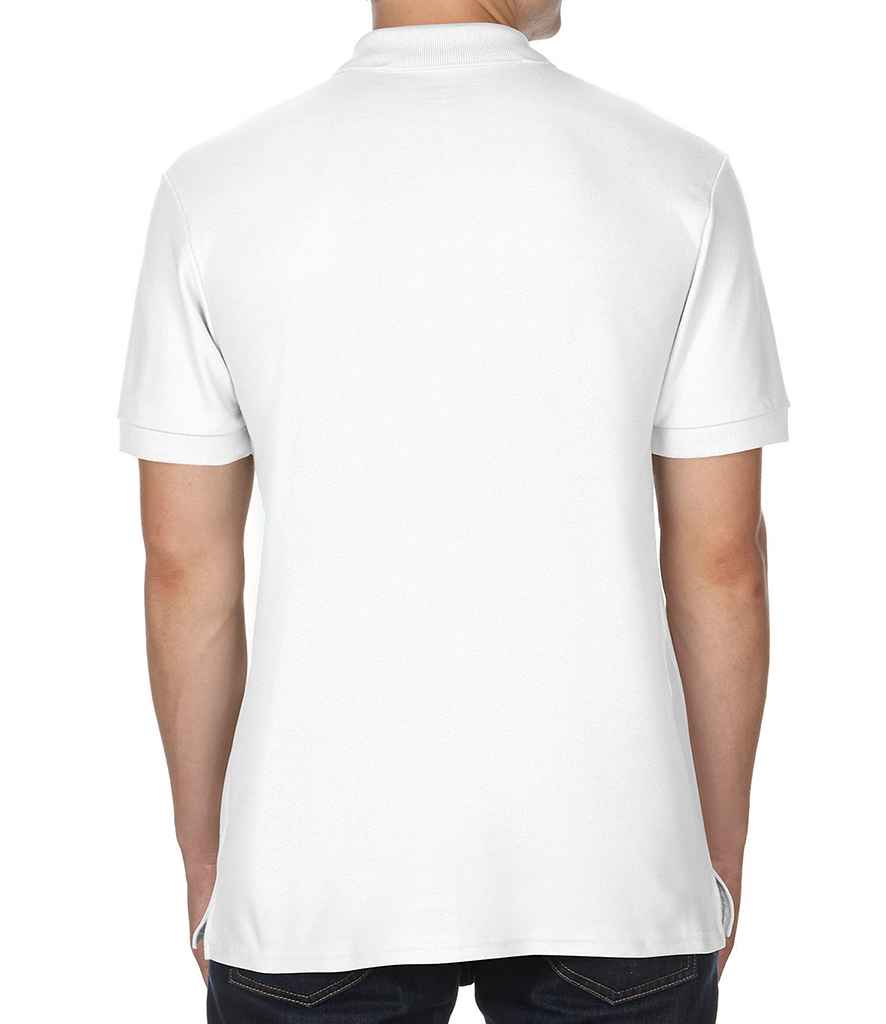 Gildan Premium Cotton Double Pique Polo Shirt in by Gildan — Custom branded clothing by Print Press, featuring premium embroidery produced in our specialist print lab in the UK.
