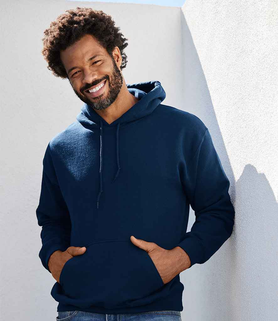 Gildan DryBlend Hooded Sweatshirt in Navy by Gildan — Custom branded clothing by Print Press, featuring premium embroidery produced in our specialist print lab in the UK.