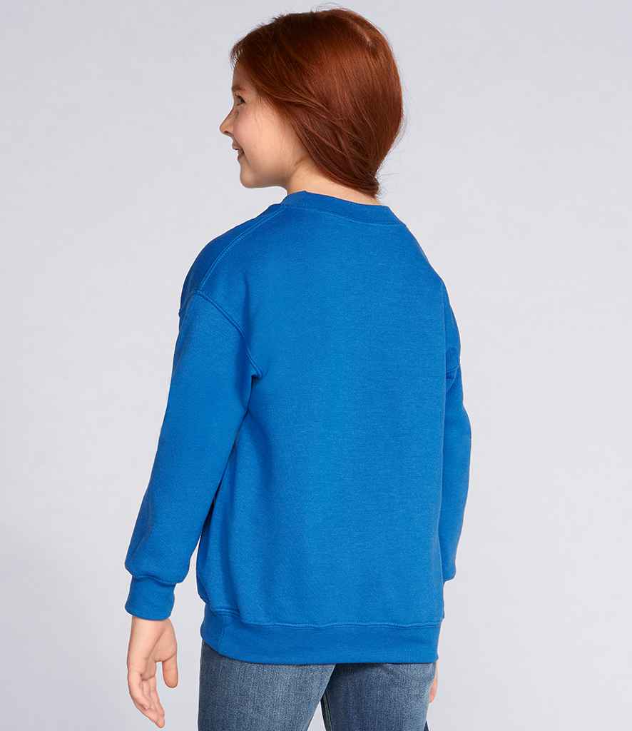 Gildan Kids Heavy Blend Drop Shoulder Sweatshirt in by Gildan — Custom branded clothing by Print Press, featuring premium embroidery produced in our specialist print lab in the UK.